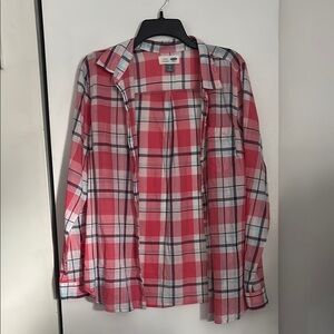 Old Navy Coral Spring/Summer Plaid Shirt